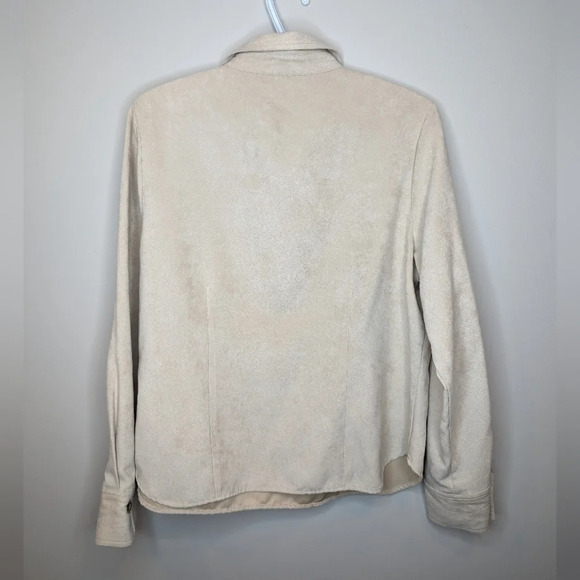 Vintage Cherokee 1/4 Button Down Collared Top Cream Neutral Women  Large - Picture 4 of 8